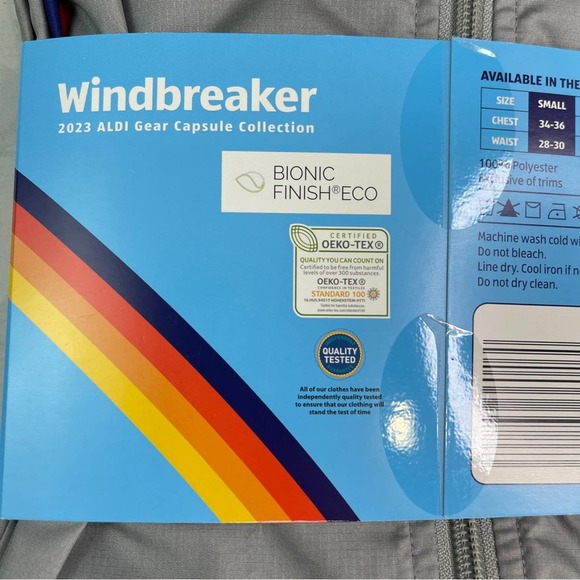 Aldi Windbreaker grey with Stripe Sleeves Size Small - Picture 6 of 7